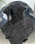 Natural Druzy Quartz Geode in Stand – Unique Black Crystal Display Piece - MWS2897
