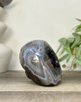Deep Purple Amethyst & Blue Banded Agate Stone Geode from Uruguay - STGE0063