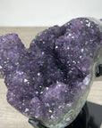 Deep Purple Amethyst Geode on Metal Stand With Green Jasper Shell - MWS2720