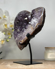 Amethyst & Agate Heart Carving with Metal Stand - HST0232