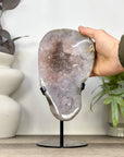 Natural Light Peach Tone Quartz Geode on Stand - MWS3363
