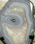 Banded Blue Agate Slice from Uruguay – Polished Stone Display for Healing Decor - MWS2006