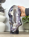 Uruguayan Blue Banded Agate with Quartz Crystals Statement Piece - CBP1402