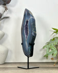 Blue Banded Agate & Amethyst Geode Slice Portal - MWS3247