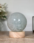 Green Sugar Quartz Sphere with Wooden Stand with uilt-in LED Light - SPH0140