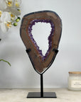 Natural Agate & Amethyst Geode Slice Portal with Metallic Stand - MWS1567