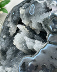 Unique Large Quartz Geode with Blue agate Shell full of Stalactites - CBP1074
