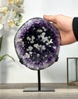 Amethyst Geode with Calcite Crystal Highlights for Home Decor - MWS2682