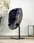 Uruguayan Amethyst Geode with Green Jasper Shell on Metal Stand - MWS2785