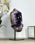 Natural Deep Purple Amethyst Geode with Metallic Stand Included - MWS2438