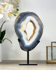 Natural Blue Banded Agate Portal with Metal Stand - MWS2321