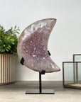 Stunning Natural Amethyst Moon Carving with Metal Stand - MWS2156