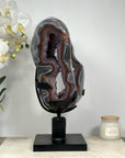 Unique Amethyst, Blue & Red Agate Geode on Rotary Stand – Ideal for Yoga or Spiritual Decor - MWS1519