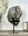 Unique Orange Sugar Druzy Crystal on Metal Stand – Stunning Natural Stone for Meditation Space Decor - MWS2707