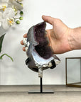 Agate & Amethyst Stone Leaf Carving on Metal Stand - MWS2810