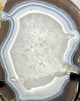 Blue Agate & Quartz Slice with Base – Polished Uruguayan Gemstone for Desk or Studio - MWS2008