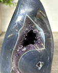 Blue Agate & Amethyst Stone Flame Carving - FST0169