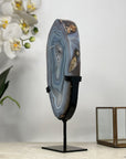 Polished Blue Banded Agate from Uruguay – Crystal Art Stone on Stand - MWS2013