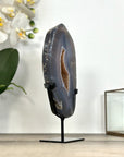 Agate Slice on Metal Stand with Natural Druzy Center - MWS2913