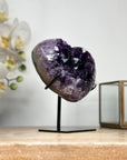 Natural Amethyst Stone Heart with Metal Stand - HST0255