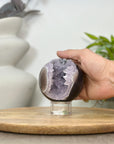 Amethyst & Agate Sphere Geode with Druzy Crystal Cavity - SPH0176