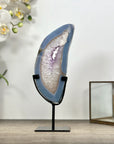 Blue Banded Agate Stone Slice on Metal Stand - MWS3002