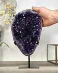 A+ Grade Amethyst Geode on Metal Stand – Stunning Crystal Decor for Shelf Display - MWS2708
