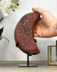 Unique Natural Red Amethyst Moon Carving on Stand - MWS2367