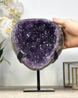 Natural Large Amethyst Geode with Black Metal Display - MWS2187