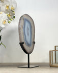 Stunning Blue Agate & Quartz Slice - Stand Included