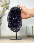 Deep Purple Amethyst Geode From Uruguay on Metal Stand – Premium Home Decor Accent - MWS2488