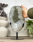 XXL Natural Green Sugar Quartz Specimen Statement Piece on Metal Stand - MWS3366