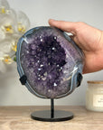 Stunning Amethyst GEode with Blue Banded Agate Shell - MWS1392