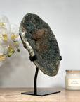Unique Large Green Sugar Druzy Mineral Specimen with Metallic Stand - MWS1493