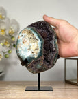 Beautiful Rainbow Amethyst & Green Jasper Geode Cave - MWS1834