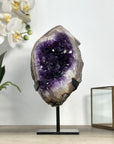 Natural Deep Purple Amethyst Geode with Metallic Stand Included - MWS2438