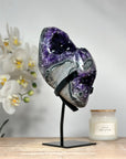 Beautiful Natural Amethyst Geode, Metal Stand Included - MWS1764