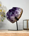 Natural Amethyst Heart Carving, Metal Stand included - HST0271