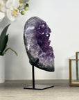 Natural Amethyst Crystal Cluster on Black Metallic Stand - MWS2204