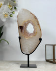 Natural Quartz Geode & Amethyst Portal with Metallic Stand - MWS1944