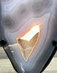 Agate Slice with Druzy Center - Blue Banding for Home Decor Display - MWS2655
