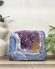 Blue Agate & Amethyst Geode with Calcite Formation - CBP1422