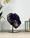 Natural Amethyst Crystal Heart, Metal Stand Included - HST0314
