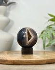 Banded Agate & Quartz Druzy Sphere Geode - SPH0203