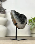 Unique Natural Black Amethyst Geode on Metal Stand - MWS3387