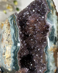 Beautiful Rainbow Amethyst & Green Jasper Geode Cave - MWS1834