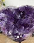 Natural Amethyst Heart Carving, Metal Stand included - HST0271