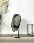 Polished Green Sugar Quartz Specimen on Black Metal Stand - MWS2726