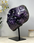 XXL A+ Grade Natural Amethyst Heart Carving with Metal Stand - HST0235