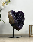 A+ Grade Natural Amethyst Heart Carving with Metal Stand - HST0290